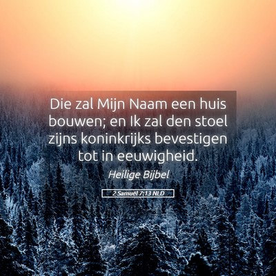 Picture 05 - 2 Samuël 7:13 NLD - Die zal Mijn Naam een huis bouwen; en Ik zal den - Bible Verse Picture