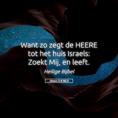 Picture 05 - Amos 5:4 NLD - Want zo zegt de HEERE tot het huis Israels: Zoekt - Bible Verse Picture