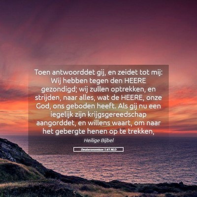 Picture 05 - Deuteronomium 1:41 NLD - Toen antwoorddet gij, en zeidet tot mij: Wij - Bible Verse Picture