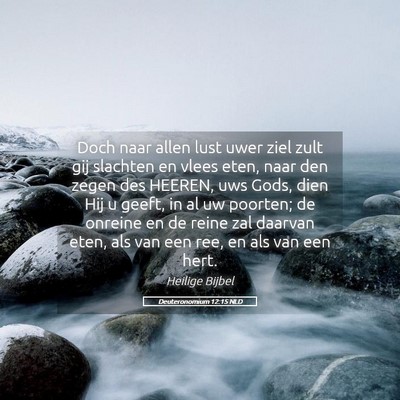 Picture 05 - Deuteronomium 12:15 NLD - Doch naar allen lust uwer ziel zult gij slachten - Bible Verse Picture