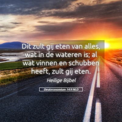 Picture 05 - Deuteronomium 14:9 NLD - Dit zult gij eten van alles, wat in de wateren - Bible Verse Picture