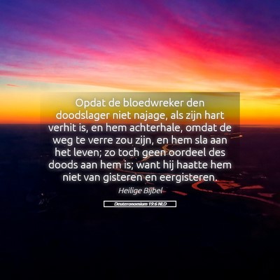 Picture 05 - Deuteronomium 19:6 NLD - Opdat de bloedwreker den doodslager niet najage, - Bible Verse Picture