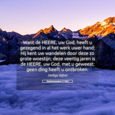 Picture 05 - Deuteronomium 2:7 NLD - Want de HEERE, uw God, heeft u gezegend in al het - Bible Verse Picture