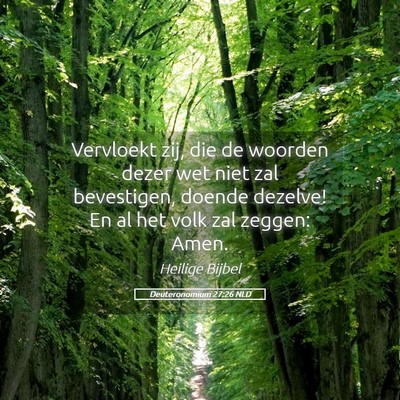 Picture 05 - Deuteronomium 27:26 NLD - Vervloekt zij, die de woorden dezer wet niet zal - Bible Verse Picture