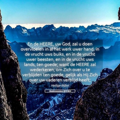 Picture 05 - Deuteronomium 30:9 NLD - En de HEERE, uw God, zal u doen overvloeien in al - Bible Verse Picture