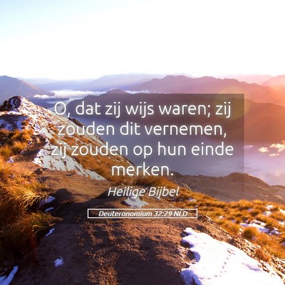 Picture 05 - Deuteronomium 32:29 NLD - O, dat zij wijs waren; zij zouden dit vernemen, - Bible Verse Picture