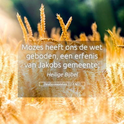 Picture 05 - Deuteronomium 33:4 NLD - Mozes heeft ons de wet geboden, een erfenis van - Bible Verse Picture