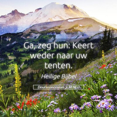 Picture 05 - Deuteronomium 5:30 NLD - Ga, zeg hun: Keert weder naar uw - Bible Verse Picture