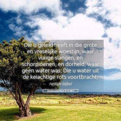 Picture 05 - Deuteronomium 8:15 NLD - Die u geleid heeft in die grote en vreselijke - Bible Verse Picture
