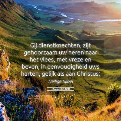 Picture 05 - Efeziërs 6:5 NLD - Gij dienstknechten, zijt gehoorzaam uw heren naar - Bible Verse Picture