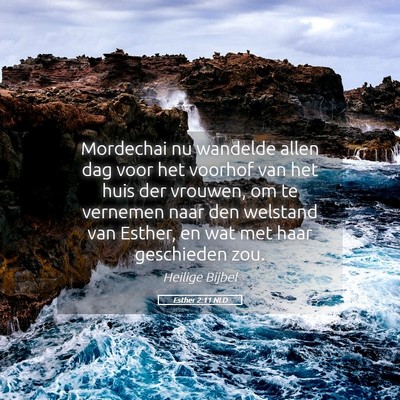 Picture 05 - Esther 2:11 NLD - Mordechai nu wandelde allen dag voor het voorhof - Bible Verse Picture