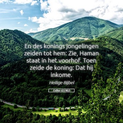 Picture 05 - Esther 6:5 NLD - En des konings jongelingen zeiden tot hem: Zie, - Bible Verse Picture