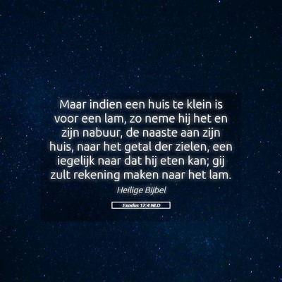Picture 05 - Exodus 12:4 NLD - Maar indien een huis te klein is voor een lam, zo - Bible Verse Picture