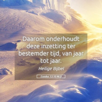 Picture 05 - Exodus 13:10 NLD - Daarom onderhoudt deze inzetting ter bestemder - Bible Verse Picture