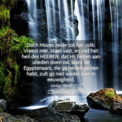 Picture 05 - Exodus 14:13 NLD - Doch Mozes zeide tot het volk: Vreest niet, staat - Bible Verse Picture
