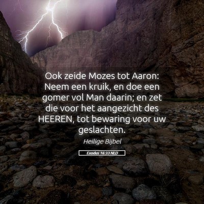 Picture 05 - Exodus 16:33 NLD - Ook zeide Mozes tot Aaron: Neem een kruik, en doe - Bible Verse Picture