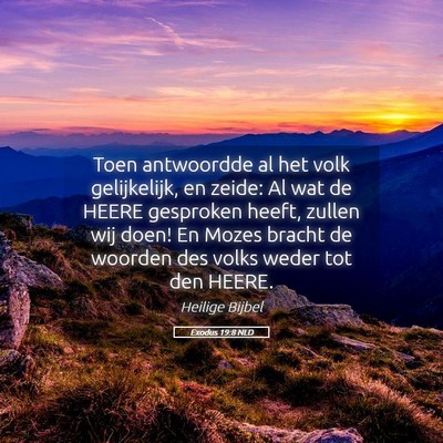 Picture 05 - Exodus 19:8 NLD - Toen antwoordde al het volk gelijkelijk, en - Bible Verse Picture