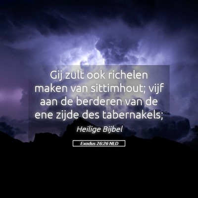 Picture 05 - Exodus 26:26 NLD - Gij zult ook richelen maken van sittimhout; vijf - Bible Verse Picture