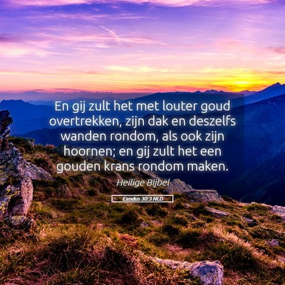 Picture 05 - Exodus 30:3 NLD - En gij zult het met louter goud overtrekken, zijn - Bible Verse Picture