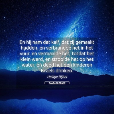 Picture 05 - Exodus 32:20 NLD - En hij nam dat kalf, dat zij gemaakt hadden, en - Bible Verse Picture