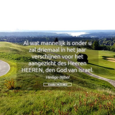 Picture 05 - Exodus 34:23 NLD - Al wat mannelijk is onder u zal driemaal in het - Bible Verse Picture