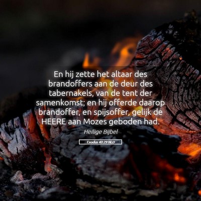 Picture 05 - Exodus 40:29 NLD - En hij zette het altaar des brandoffers aan de - Bible Verse Picture
