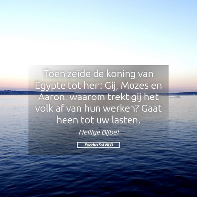Picture 05 - Exodus 5:4 NLD - Toen zeide de koning van Egypte tot hen: Gij, - Bible Verse Picture