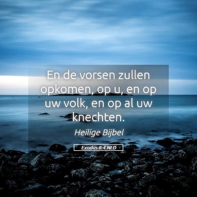 Picture 05 - Exodus 8:4 NLD - En de vorsen zullen opkomen, op u, en op uw volk, - Bible Verse Picture