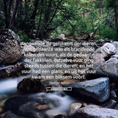 Picture 05 - Ezechiël 1:13 NLD - Aangaande de gelijkenis der dieren, hun gedaante - Bible Verse Picture