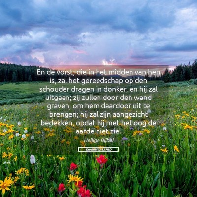 Picture 05 - Ezechiël 12:12 NLD - En de vorst, die in het midden van hen is, zal - Bible Verse Picture