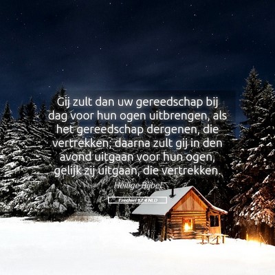 Picture 05 - Ezechiël 12:4 NLD - Gij zult dan uw gereedschap bij dag voor hun ogen - Bible Verse Picture