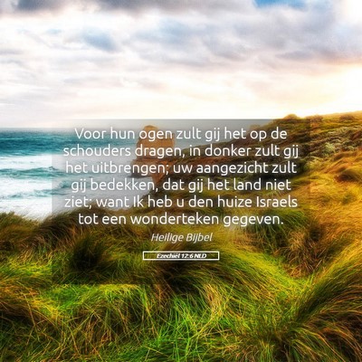 Picture 05 - Ezechiël 12:6 NLD - Voor hun ogen zult gij het op de schouders - Bible Verse Picture