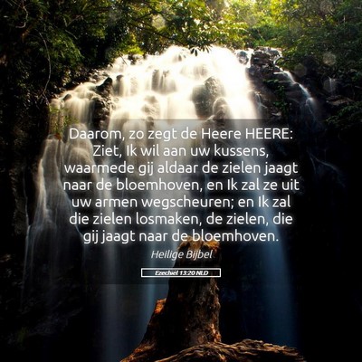 Picture 05 - Ezechiël 13:20 NLD - Daarom, zo zegt de Heere HEERE: Ziet, Ik wil aan - Bible Verse Picture