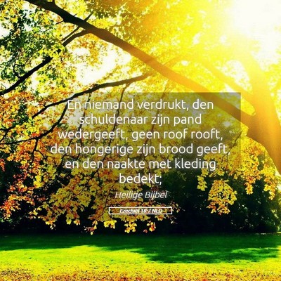 Picture 05 - Ezechiël 18:7 NLD - En niemand verdrukt, den schuldenaar zijn pand - Bible Verse Picture
