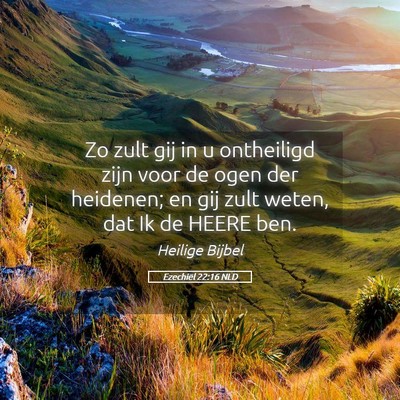 Picture 05 - Ezechiël 22:16 NLD - Zo zult gij in u ontheiligd zijn voor de ogen der - Bible Verse Picture