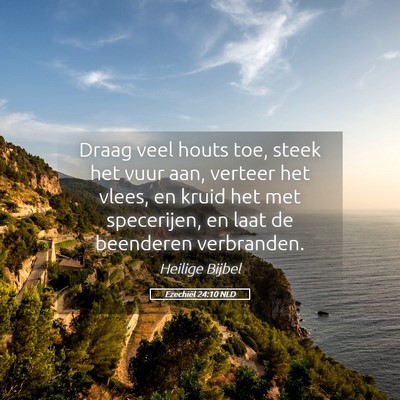 Picture 05 - Ezechiël 24:10 NLD - Draag veel houts toe, steek het vuur aan, verteer - Bible Verse Picture