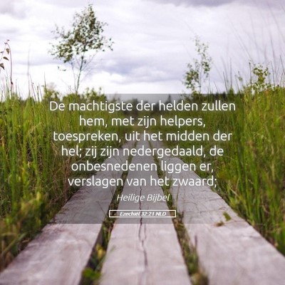 Picture 05 - Ezechiël 32:21 NLD - De machtigste der helden zullen hem, met zijn - Bible Verse Picture