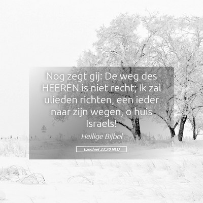 Picture 05 - Ezechiël 33:20 NLD - Nog zegt gij: De weg des HEEREN is niet recht; Ik - Bible Verse Picture
