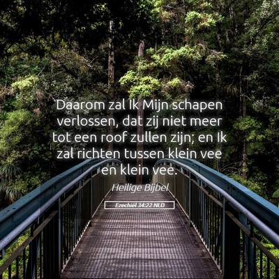 Picture 05 - Ezechiël 34:22 NLD - Daarom zal Ik Mijn schapen verlossen, dat zij - Bible Verse Picture