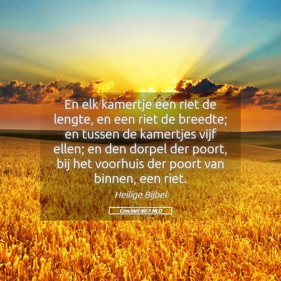 Picture 05 - Ezechiël 40:7 NLD - En elk kamertje een riet de lengte, en een riet - Bible Verse Picture