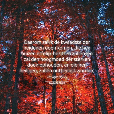Picture 05 - Ezechiël 7:24 NLD - Daarom zal Ik de kwaadste der heidenen doen - Bible Verse Picture