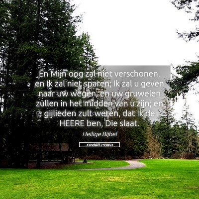 Picture 05 - Ezechiël 7:9 NLD - En Mijn oog zal niet verschonen, en Ik zal niet - Bible Verse Picture