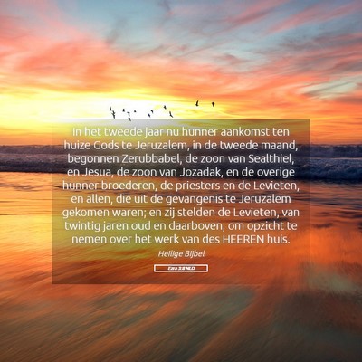 Picture 05 - Ezra 3:8 NLD - In het tweede jaar nu hunner aankomst ten huize - Bible Verse Picture