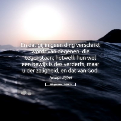 Picture 05 - Filippenzen 1:28 NLD - En dat gij in geen ding verschrikt wordt van - Bible Verse Picture
