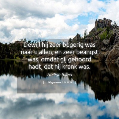 Picture 05 - Filippenzen 2:26 NLD - Dewijl hij zeer begerig was naar u allen, en zeer - Bible Verse Picture