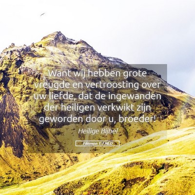 Picture 05 - Filémon 1:7 NLD - Want wij hebben grote vreugde en vertroosting - Bible Verse Picture