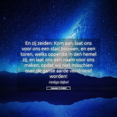 Picture 05 - Genesis 11:4 NLD - En zij zeiden: Kom aan, laat ons voor ons een - Bible Verse Picture