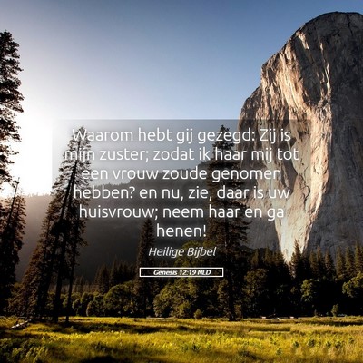 Picture 05 - Genesis 12:19 NLD - Waarom hebt gij gezegd: Zij is mijn zuster; zodat - Bible Verse Picture