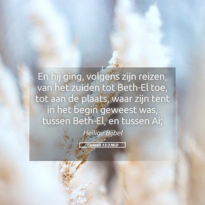 Picture 05 - Genesis 13:3 NLD - En hij ging, volgens zijn reizen, van het zuiden - Bible Verse Picture
