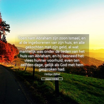 Picture 05 - Genesis 17:23 NLD - Toen nam Abraham zijn zoon Ismael, en al de - Bible Verse Picture